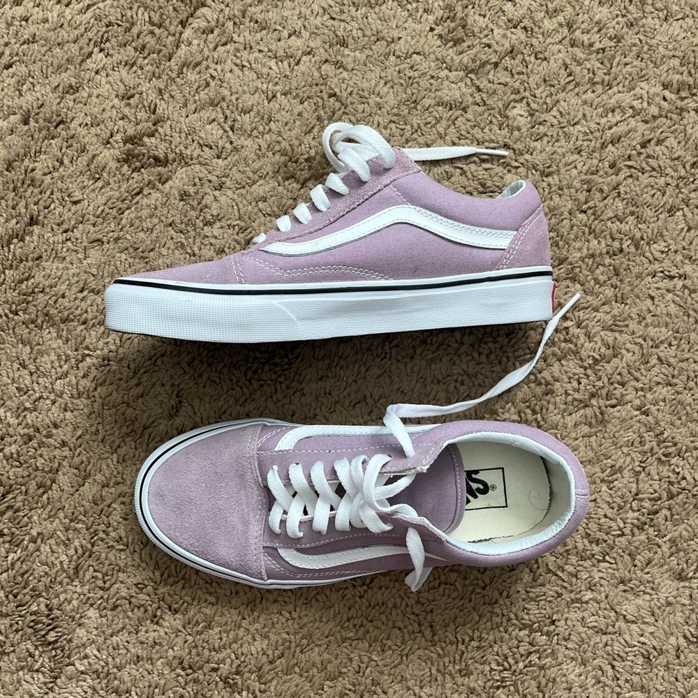Vans Women's Pastel Purple and White Sneakers